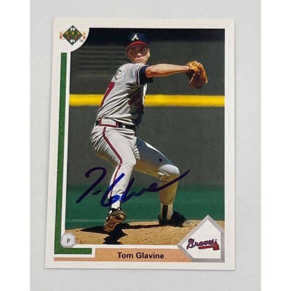 Tom Glavine Signed Baseball Card Plaque Atlanta Braves Career Highlights - Picture 2 of 7